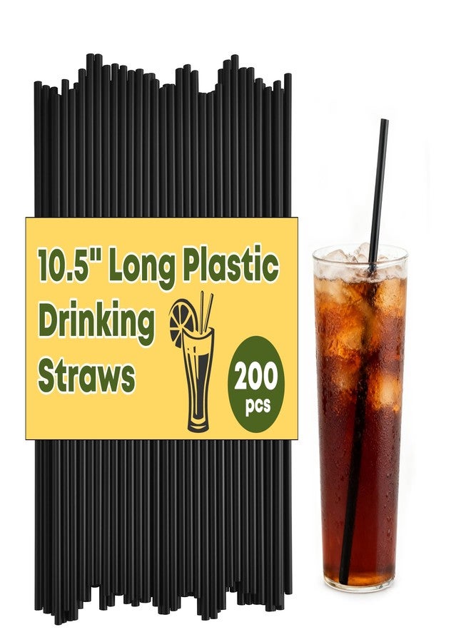 Haundry 200 Pcs Black Long Plastic Straws, 10.5inch Disposable Drinking Straws For 30oz Stanley Tumblers, Bulk Straw for Party, Restaurant, Home - Image 1